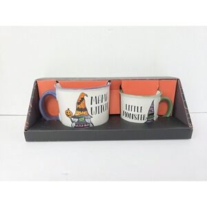 Cobwebs‎ & Cauldrons Gnome Mama Witch And Little Monster Cocoa Camper Mugs NIB